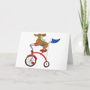 Dachshund on Bike Card