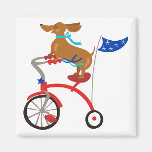 Dachshund on Bike Magnet
