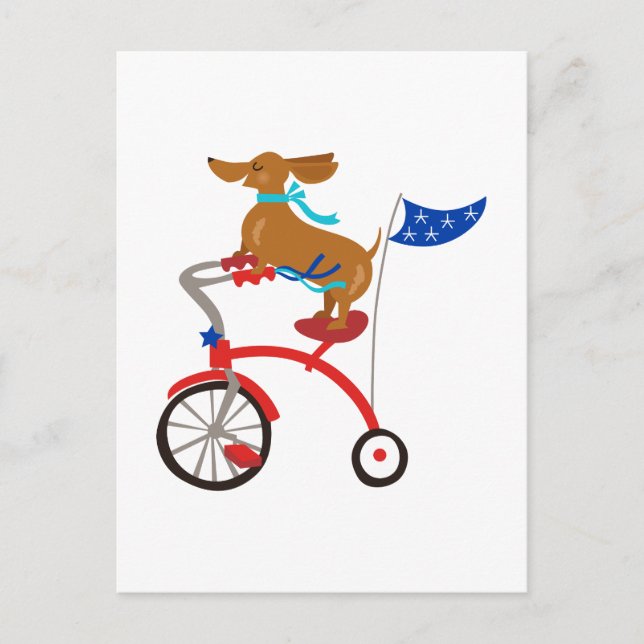 Dachshund On Bike Postcard (Front)