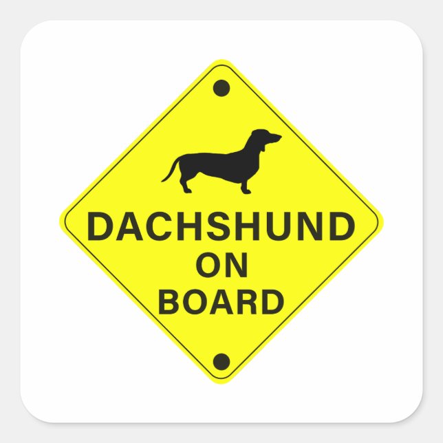 Dachshund on Board Funny Dog Bumper Square Sticker (Front)