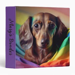 Dachshund on Rainbow Flag 3-Ring Binder