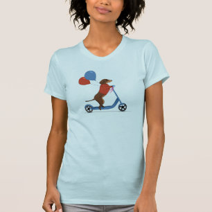 Dachshund on scooter with balloons T-Shirt