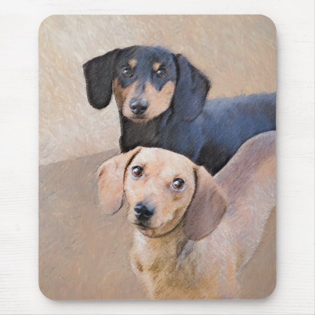 Dachshund Painting - Cute Original Dog Art Mouse Pad (Front)