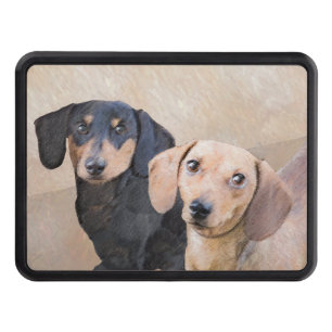 Dachshund Painting - Cute Original Dog Art Trailer Hitch Cover