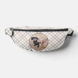 Dachshund Painting Smooth Black & Tan Red Dog Art Fanny Pack
