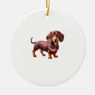 Dachshund Painting - Weiner Dog Watercolor Paintin Ceramic Ornament