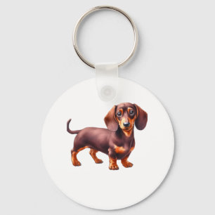 Dachshund Painting - Weiner Dog Watercolor Paintin Keychain