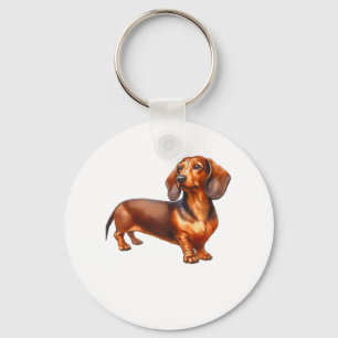 Dachshund Painting - Weiner Dog Watercolor Paintin Keychain