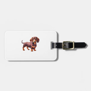 Dachshund Painting - Weiner Dog Watercolor Paintin Luggage Tag
