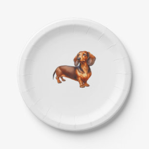 Dachshund Painting - Weiner Dog Watercolor Paintin Paper Plate