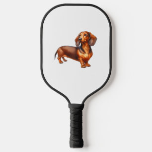 Dachshund Painting - Weiner Dog Watercolor Paintin Pickleball Paddle