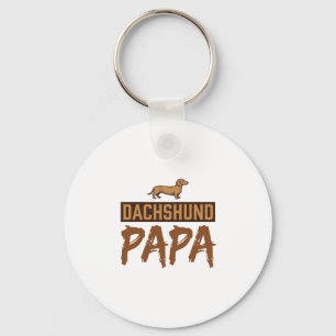 Dachshund Papa Vintage Engraving Dog Dad Design_1 Keychain