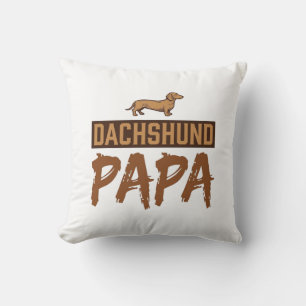 Dachshund Papa Vintage Engraving Dog Dad Design_1 Throw Pillow