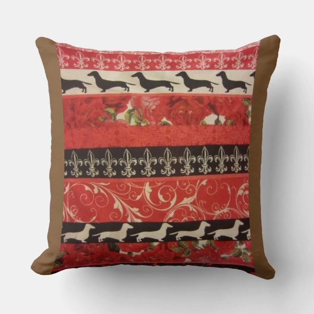 Dachshund Parade Throw Pillow (Front)