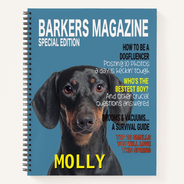 Dachshund Parody Magazine Cover Notebook (Front)
