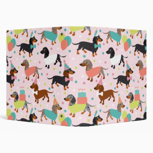 Dachshund Party 3 Ring Binder