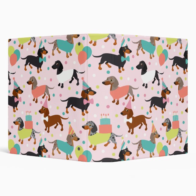 Dachshund Party 3 Ring Binder (Background)