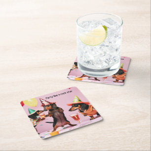 Dachshund Party Drink Coasters