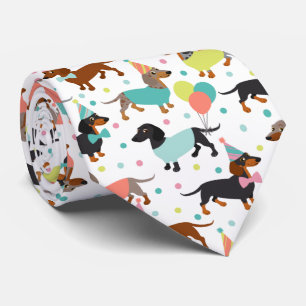 Dachshund Party Neck Tie