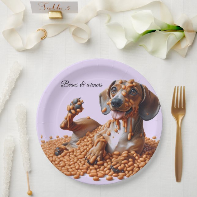 Dachshund Party Paper Plate (Wedding)