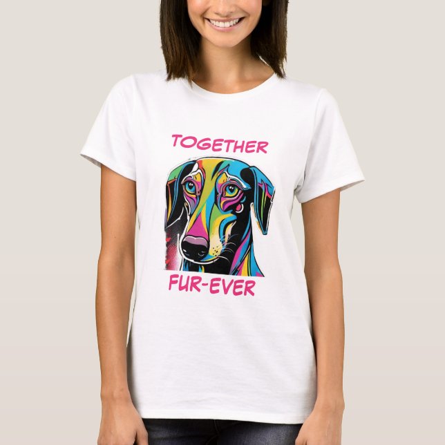 Dachshund Pastel Colourful Abstract Dog Art T-Shirt (Front)