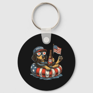 Dachshund Patriotic Dog USA 250 Independence Day Keychain