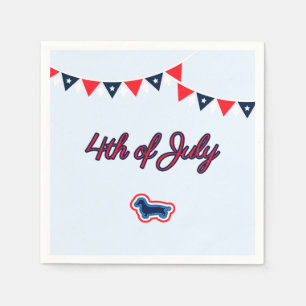 Dachshund Patriotic Red White And Blue 4th Of July Napkin