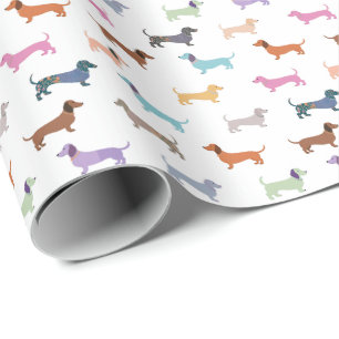 Dachshund Pattern Colourful Sausage Dogs Stylish Wrapping Paper