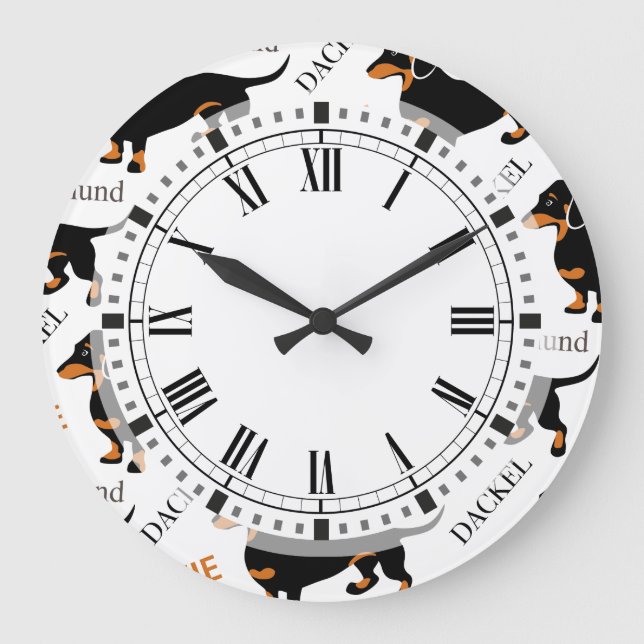 Dachshund Pattern Large Clock (Front)