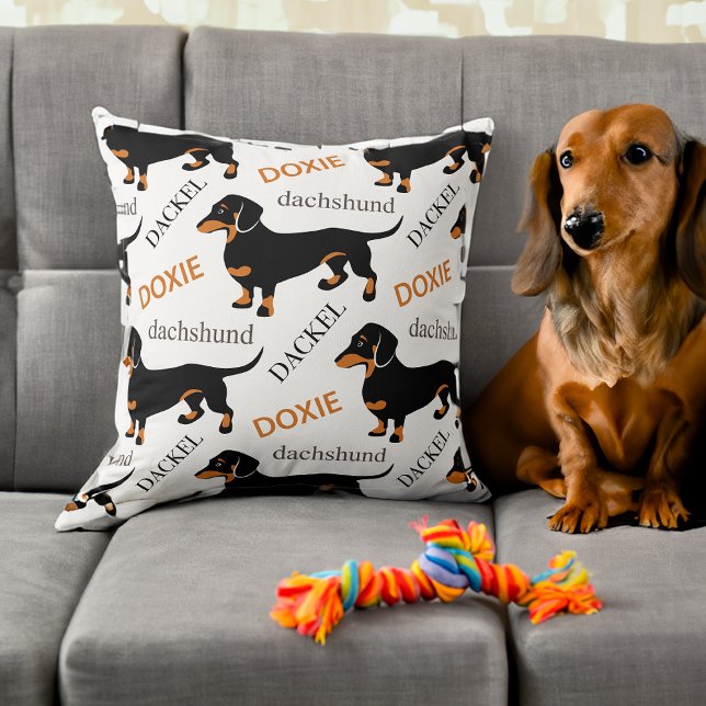 Dachshund Pattern Throw Pillow (Creator Uploaded)
