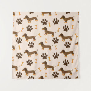 Dachshund Pattern: Vintage Print Design Tapestry