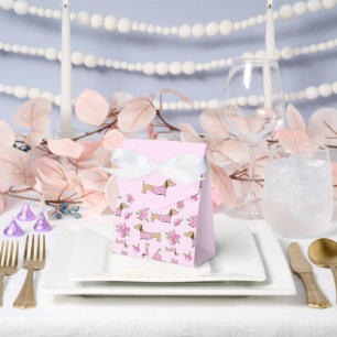 Dachshund & Peonies Floral Pink Wedding Favor Box