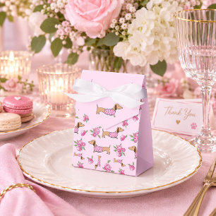 Dachshund & Peonies Floral Pink Wedding Favor Box