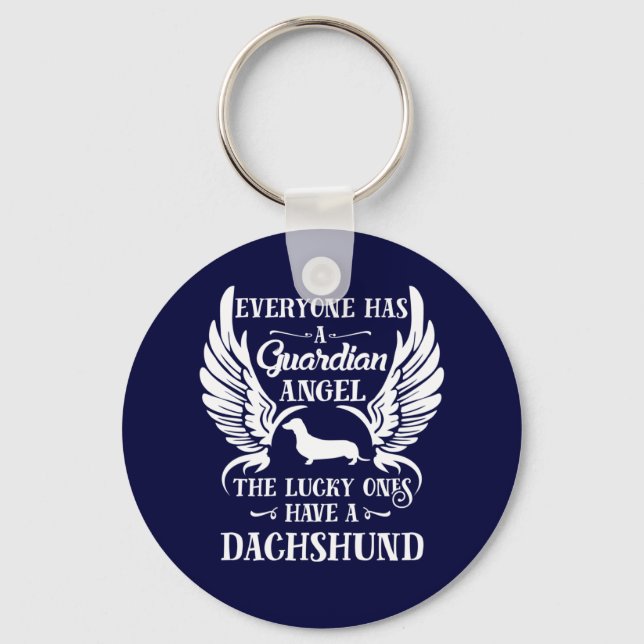 Dachshund pet dog guardian angel keychain (Front)