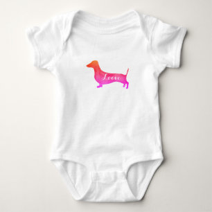 Dachshund Pink Love Baby Bodysuit