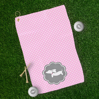 Dachshund Pink Polka Dot Golf Serviette pour Doxie