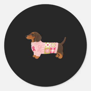 Dachshund pink ribbon breast cancer awareness classic round sticker
