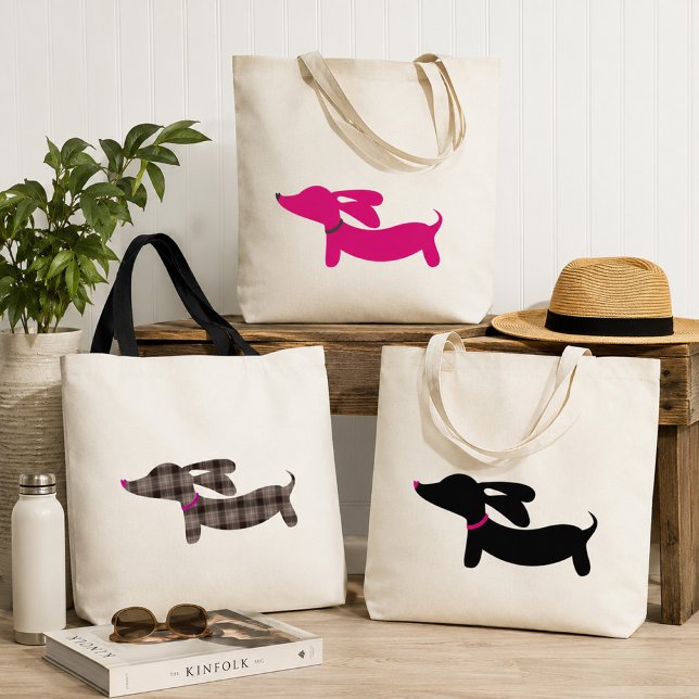 Dachshund Pink Tote Bag (Dachshund Tote bags - multiple color options )