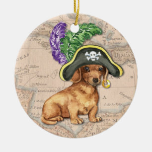 Dachshund Pirate Ceramic Ornament