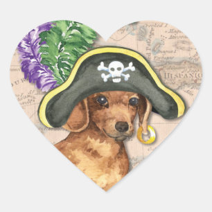 Dachshund Pirate Heart Sticker