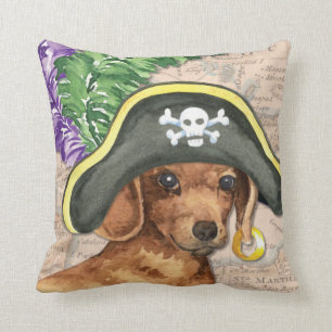 Dachshund Pirate Throw Pillow