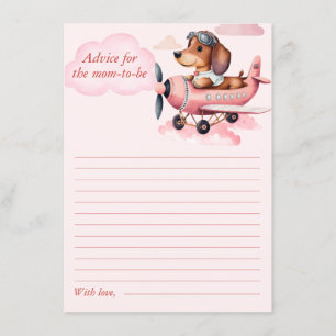 Dachshund Plane Baby Shower Advice for Mom-to be Enclosure Card