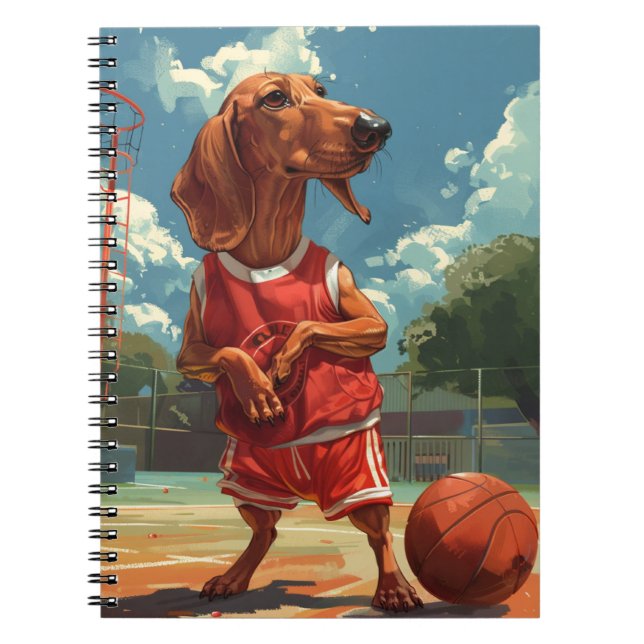 Dachshund Playing Basketball Notebook (Front)