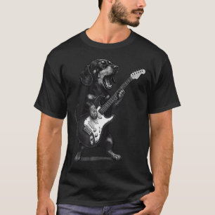 Dachshund Playing Guitar Rock Music Dog Lover T-Shirt