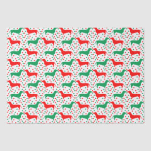 Dachshund Polka Dot - Red and Green Tissue Paper
