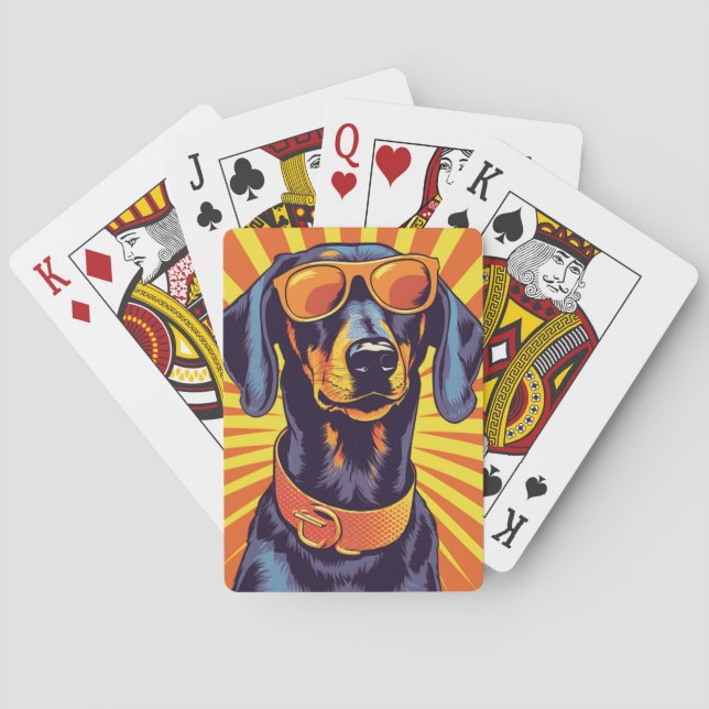 Dachshund Pop Art Playful & Vibrant Design for Dog Playing Cards (Back)