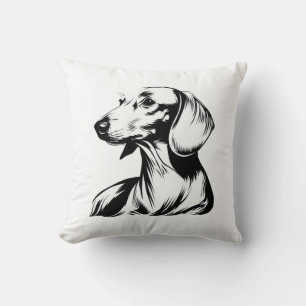 Dachshund Portrait – Minimal Dog Line Art Throw Pillow