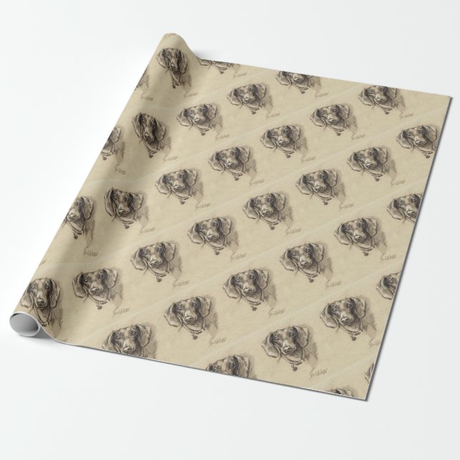 Dachshund portrait wrapping paper (Unrolled)