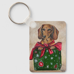 Dachshund Present Dog Art Christmas Key Chain