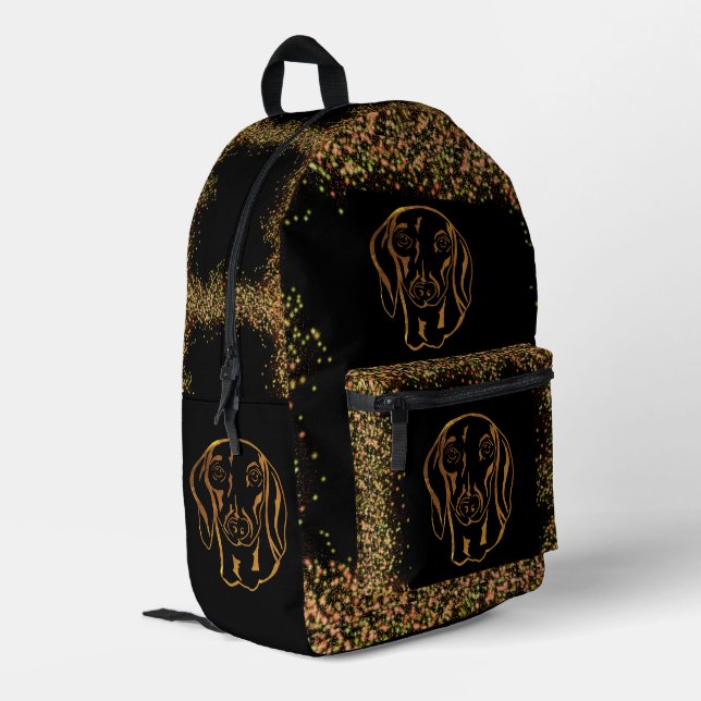 DACHSHUND  PRINTED BACKPACK (Back Corner Left)